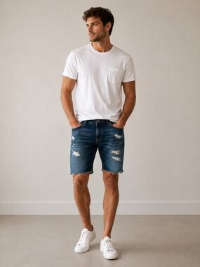 Buffalo David Bitton Distressed Indigo Jean Shorts